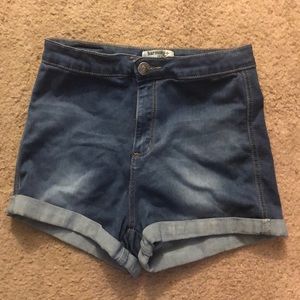High waisted jean shorts